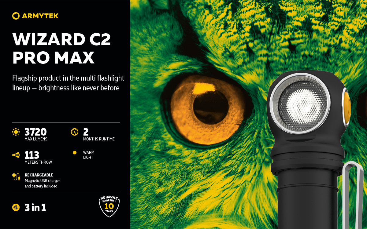 Wizard C2 Pro Max Magnet USB Warm - High Power Headlamp | Armytek.com